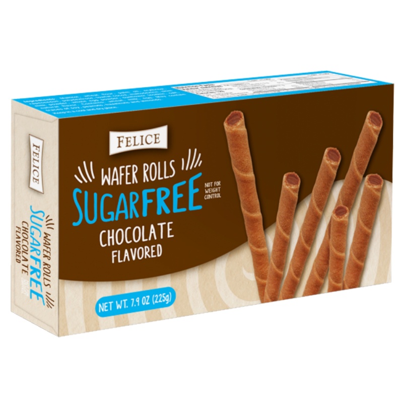 Wafer Rolls Sugar Free Chocolate Flavoured Biscuits Felice 225g